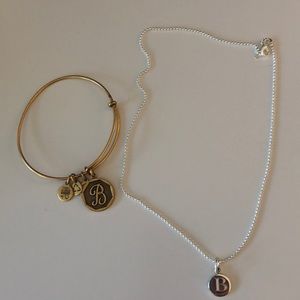 Alex & Ani B initial bracelet B necklace